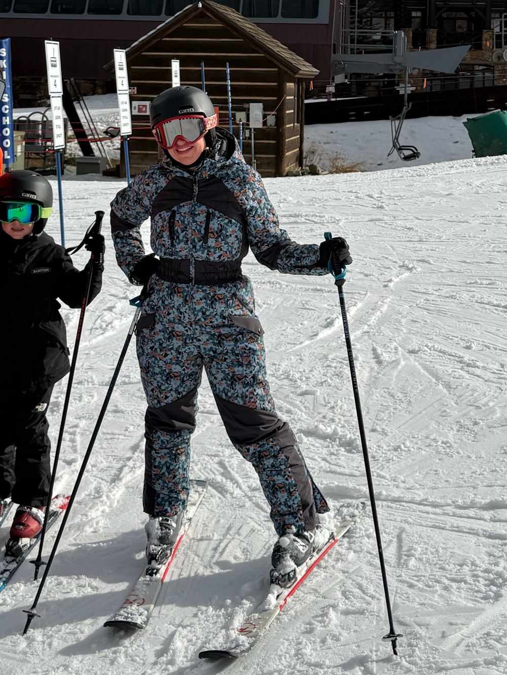 FP Movement by Free People Blue Floral Ski Snow Jacket and Bib Set
